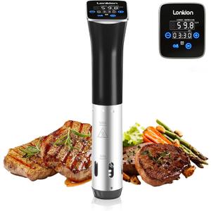 Sous Vide, Lonkion Sous Vide Cooker Machine, Temperature Control, 1100W IPX7 Immersion Circulator, Fast Heating, Home Kitchen Use, Easy to Store