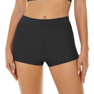 Bellecarrie Women's Swim Shorts High Waisted Bathing Suit Bottoms Tummy Control Swim Boyshorts Full Coverage Boardshort (Black) S