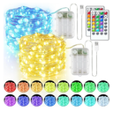 33ft 100LED Fairy Lights Battery Operated, 2 Pack 16.5ft 16 Color Changing String Lights with Remote Timer, RGB Waterproof Twinkle Lights for Indoor Outdoor Room Garden Yard Decor