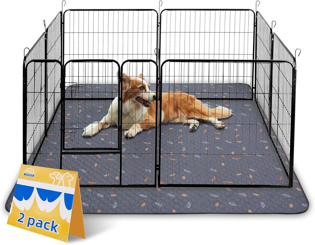 Sunheir Washable Pee Pads for Dogs Extra Large 48" x 60" 2-Pack, Reusable Puppy Pads Pet Training Pads for Dog Playpen Indoor, Waterproof Dog Pee Pads for Puppy Playpen, Whelping Pad - Deep Grey