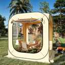 Garvee 6x6 Ft Pop Up Screen Tent, 2-3 Person Portable Screen House Room Instant Bubble Tent Shelter, Rainproof Camping Sun Shelter Coldproof for Patio, Backyard, Deck, Sports Events, Beige, 70"x70"