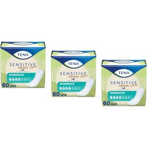 Tena Sensitive Care Moderate Long Pads, 60 Count (Pack of 3)