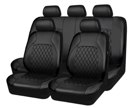 Universal Deluxe Pu Luxury Vinyl Faux Leather Car Seat Covers Full Set, Airbag Compatible, Breathable, Fit for Cars, Trucks, SUV (All Black)