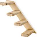 4 Steps Cat Wall Shelves Cat Wall Stairs (Brownish White, 1 Pack 4 Steps, 1)