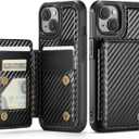 Vinich for iPhone 15 Wallet Case with Card Holder, RFID Blocking Credit Slots Kickstand Shockproof Phone Cover Fit for iPhone 15 6.1" Carbon Black