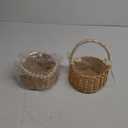 YIYA Wicker Flower Girl Basket with Pearl Handle Rattan Flower Basket for Outdoor Picnic Home Wedding Garden Decoration