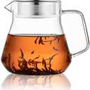 CNGLASS One-Touch Glass Teapot with Stainless Steel Filter Lid,20oz(600ml) Glear Tea Kettle Stovetop Safe,Borosilicate Glass Tea Pots for Loose Leaf Tea