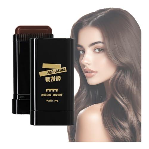Hair Color Stick, Upgraded Waterproof and Sweat-Proof Hair Dye Stick, Portable Hair Color Touch-Up stick with Comb, Quick and Easy Coverage (Black Brown*1)