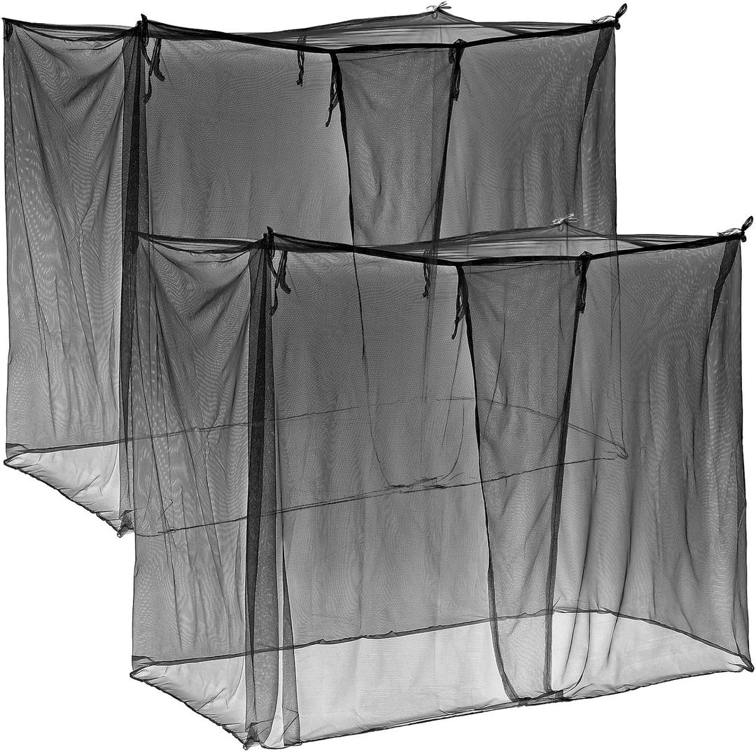 Mindsoft 2 Pcs 4 Corners Mosquito Net for Bed Canopies Netting Bed Drapes Mesh for Twin Full Queen King Size Camping Home Outdoor Travel Dormitory (Black,L75 X W35 X H60 Inch)