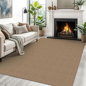 EARTHALL Woven Area Rugs 5x7 Ft Washable Living Room Rugs Non Slip Rubber Backed Dining Room Rug Braided Bedroom Rugs Indoor Floor Carpet for Living Room, Bedroom, Dining Room,Orange/Tan/Brown