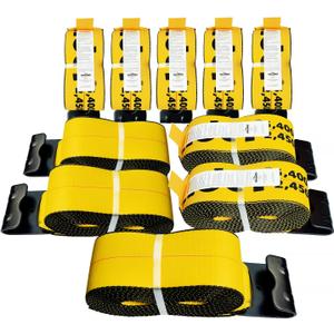 Winch Straps 4" x 30' Yellow Heavy Duty Tie Down Flat Hooks WLL 5400 lbs | 4 Inch Cargo Control for Flatbed Truck Utility Trailer (10 Pack)