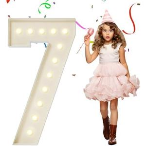 Eufony 4FT Marquee Numbers, Large Light Up Numbers 7 for 7th 17th 70th Birthday Party Decorations, Giant Light Up Number for Anniversary Decor, 4 Feet Mosaic Number 7 with LED Lights DIY Kit