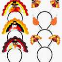 UMEELR 3 Turkey Hat Headband and 3 Turkey Head Boppers Thanksgiving Set for Fall Party Favors Supplies Women's Thanksgiving Hair Accessories