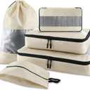 U+U 5 Set Packing Cubes, Travel Organizers with Shoe Bag (Cream) | Ultralight Design & Easy Travel Organization
