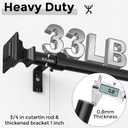 VOIIY Curtain Rods for Windows 66 to 120 Inch(5.5-10 Feet),3/4" Diameter Black Drapery Rods with Square Finials,Size:36-120 Inch,Matte Black