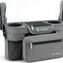 Stroller Caddy with Cup Holder Universal Waterproof Stroller Organizer with Cup Holder for Instant Access & Hands-Free Convenience, Ideal for Travel, Daily Walks & Car Use, for Busy Parents.