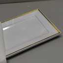 Elegant Plastic Serving Tray & Platter Set (6pk) - White & Gold Rim Disposable Serving Trays & Platters for Food - Weddings, Upscale Parties, Dessert Table, Cupcakes - 8 x 12.85 inches