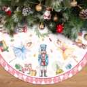 Nutcracker Christmas Tree Skirt 36 Inch Pink Christmas Tree Decorations Cute Xmas Tree Mat Ornaments for Home Holiday Party Indoor Outdoor (Pink, 36 Inches)