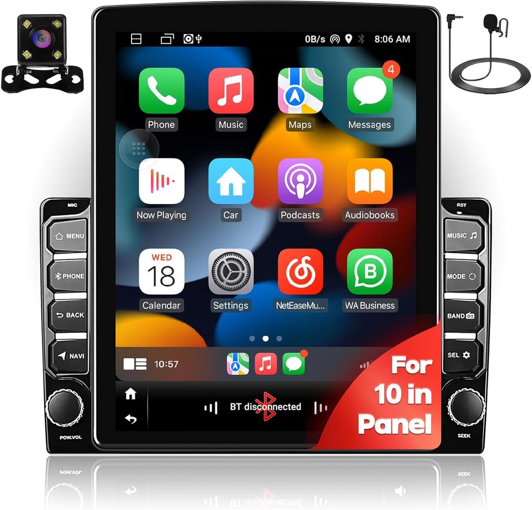 WENMENGDE 9.7inch 2+32GB IPS Vertical Screen Android Car Radio Audio Video Stereo Player for Double Din Raido Model with CarPlay Android Auto WiFi BT MirrorLink Split Screen PIP GPS Navigation
