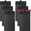 SBYURE 6 Pack Black Plastic Clipboards with Pen Holder A7 Size Small Clip Boards with Metal Clip Mini Clipboards in Bulk for Office, Restaurant,School and Laboratory