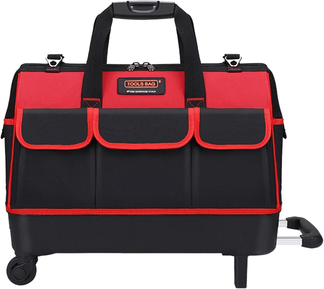 Thalirem 20-Inch Rolling Tool Bag, Heavy-Duty Wheeled Tool Tote with Extendable Handle & Multiple Pockets, Extra-Large Water-Resistant Organizer for Electricians, Mechanics, Contractors