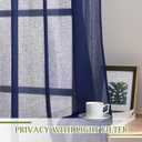 NICETOWN Linen Textured Sheer Curtains 96 inch Long for Living Room, Privacy Chic Sheer Curtains Window Treatment Translucent Drapes for Farmhouse/Cottage, W70 x L96, Dark Blue, 1 Pair