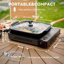 Portable Propane Gas Stove with Grill Pan and Lid, Butane Camping Stove Instant Ignition for Patio Backyard Home Cooking Camping RV Tailgating Emergency Use, GS349