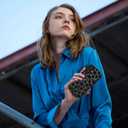 OOK Magnetic Case Fit for iPhone 16 Plus 6.7 Inch (Compatible with MagSafe) Curly Wave Frame Phone Cover with Black Leopard Print Anti-Scratch Shockproof Protection Case for Women Men - Black