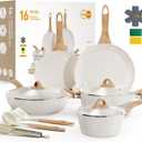 Pots and Pans Set Non Stick, 16PCS Nonstick Cookware Set, White Induction Kitchen Cookware Set with Frying Pans Set, Saucepans, Saute Pan, Extra Large Casserole