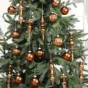Soulchen 12 Pcs Mercury Glass Christmas Hanging Ornaments Vintage Glass Balls Finial with Different Shapes for Xmas Tree Decor Christmas Baubles for Holiday Winter Decoration(Brown)