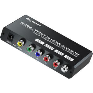 RGBS Component to HDMI Scaler Converter, Scyniney RGBS YPbPr to HDMI Converter with Scaling Function, Compatible with 240P Input for PS1/PS One/PS2/NGC/Wii/DVD/VHS/VCR