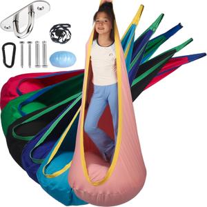 Sensory Pod Swing Hanging Seat for Kids Indoor and Outdoor Use Child Hammock Chair Loading Capacity 300 lbs (Pink)