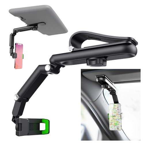 VKQTS Sun Visor Phone Holder for Car with 360° Swivel Design,Foldable Sunvisor Phone Holder for Car with 180° Adjustable Arm,Universal Cars Phones Holders for Easy Viewing Navigation