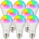 Homevenus HVS Smart Light Bulbs, 9W Equivalent 60W A19 E26 RGBW Music Sync Color Changing LED Light Bulbs, App 2.4GHz WiFi Dimmable Tunable White Compatible with Alexa Google Assistant, 8 Pack