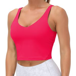 THE GYM PEOPLE Womens' Sports Bra Longline Wirefree Padded with Medium Support (X-Large, Magenta)