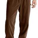 Comdecevis Mens Corduroy Pants Stretch Joggers Tapered Elastic Waist Drawstring Cargo Casual Baggy Sweatpants with Pockets (Brown, XXL)