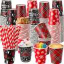 240 Set 9 oz Christmas Hot Cocoa Paper Cups Bulk Disposable Paper Coffee Tea Cups with Straws Christmas Hot Chocolate Bar Supplies for Tea Juice Xmas Party Holiday Drinkware (Classic)