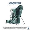 Deuter Kid Comfort Child Carrier and Backpack for Travel & Hiking with Toddlers - Forest