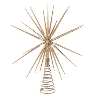 16" Gold Glittered Star Christmas Tree Topper, Modern Christmas Decor, Folding Tree Topper