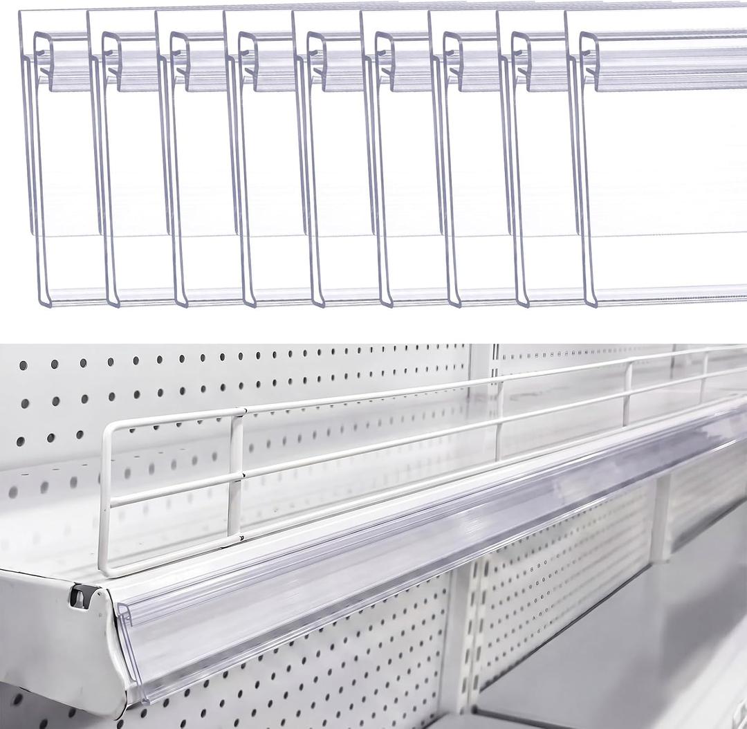 50 Pack Shelf Label Strips with Talker Grippers,Clear Back