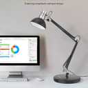 LEPOWER Metal Desk Lamp, Adjustable Goose Neck Architect Table Lamp with On/Off Switch, Swing Arm Desk Lamp with Clamp, Eye-Caring Reading Lamp for Bedroom, Study Room &Office (Black)
