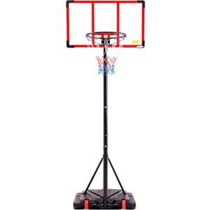 Sweetcrispy Portable Basketball Hoop Outdoor, Adjustable Height, Shatterproof Backboard/Shock Absorbent Rim, Fillable Base, 2 Wheels for Backyard/Driveway (5.08-8.53FT, Red & Black)