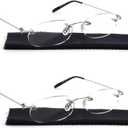 Viseng 2 Pairs Unisex Super Lightweight Rimless Quality Readers Ultra Thin Clear Lenses Frameless Reading Glasses +2.5