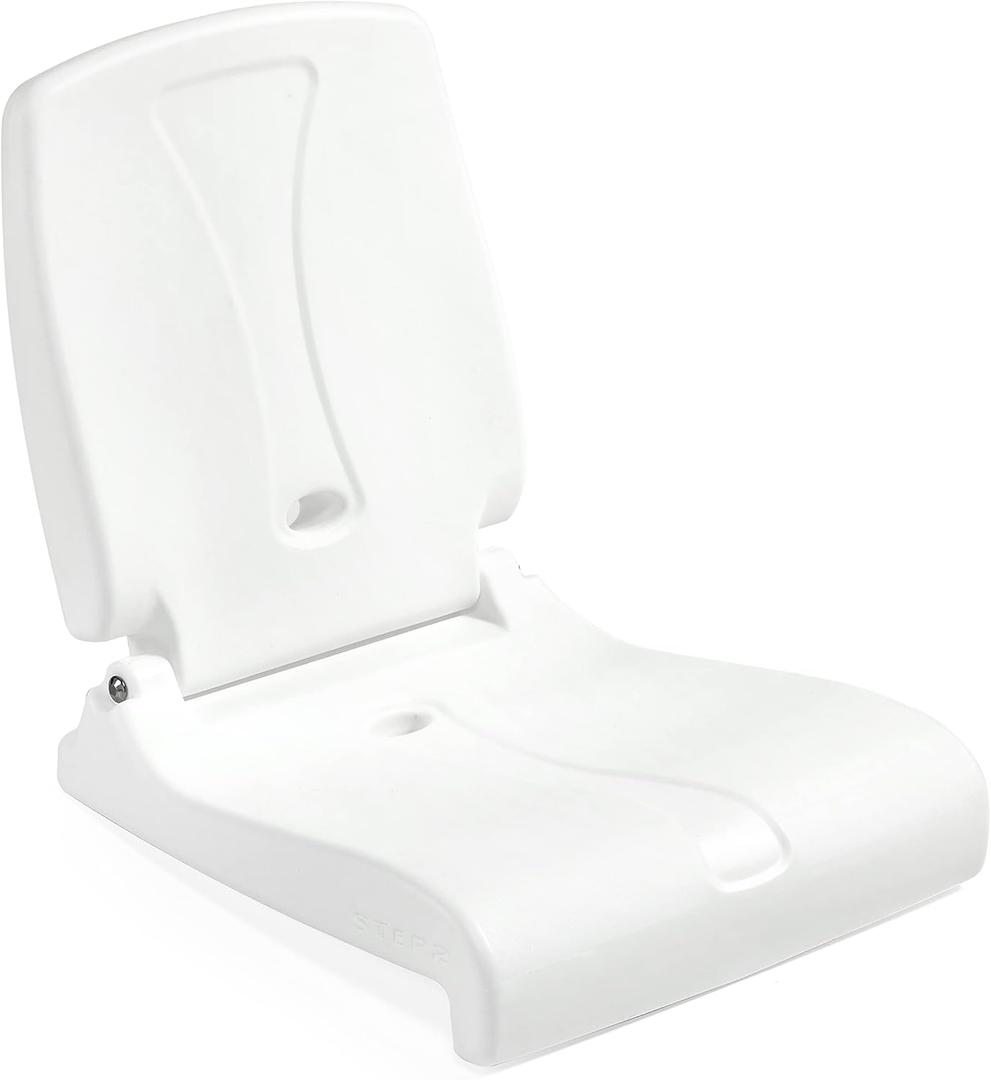 Step2 Folding Flip Seat, Lightweight Portable Outdoor Chair for Poolside, Camping, Beach, Boats, Tailgates, Durable Ground Chair with Back Support for Adults, White