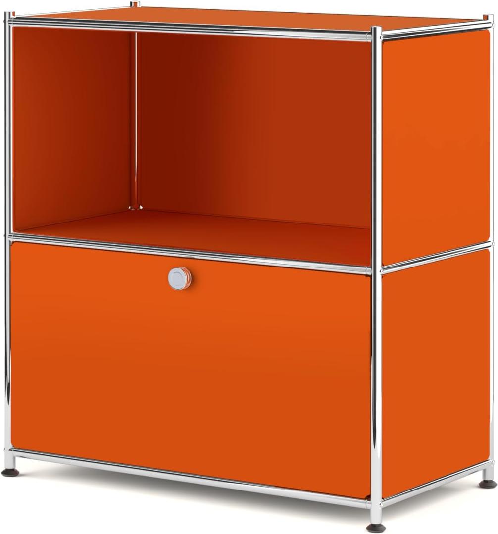 Metal Flip-Top Cabinet, Detachable Wheels, Modern Sideboard H32.5 | Flexible Open & Hidden, Side Table, Bedside Cabinet, Mid-Century Storage Piece for Living Room, Bedroom, Office, or Entryway, 15.75 inches x 30.31 inches x 34.25 inches