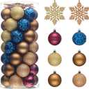 Valery Madelyn Christmas Tree Decorations Ornament Set, 50ct 2.36 Inches Bronze Copper Purple Shatterproof Christmas Ball Ornament Hanging Xmas Holiday Party Decor (Large)
