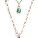 Alex and Ani A21ENLYRDSG,Luck & Prosperity 18-21'' Layered Necklace,Shiny Gold,Green,Necklace