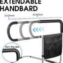 Bed Rails for Elderly Adults Safety, Stainless Steel Bed Assist Rail with Adjustable Side Railings for Seniors Bedside Fall Prevent Grab Bar with Storage Pocket, Fits King Queen Full Twin Bed, Extend Adjustable