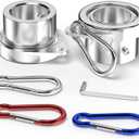 ZMTECH 2 Pack Flag Pole Rings,Silver Aluminum Alloy Flagpole Rings 360 Rotating Anti Wrap Mounting Ring with Colored Metal Clips for 0.75-1.00 Inch Diameter Flagpole
