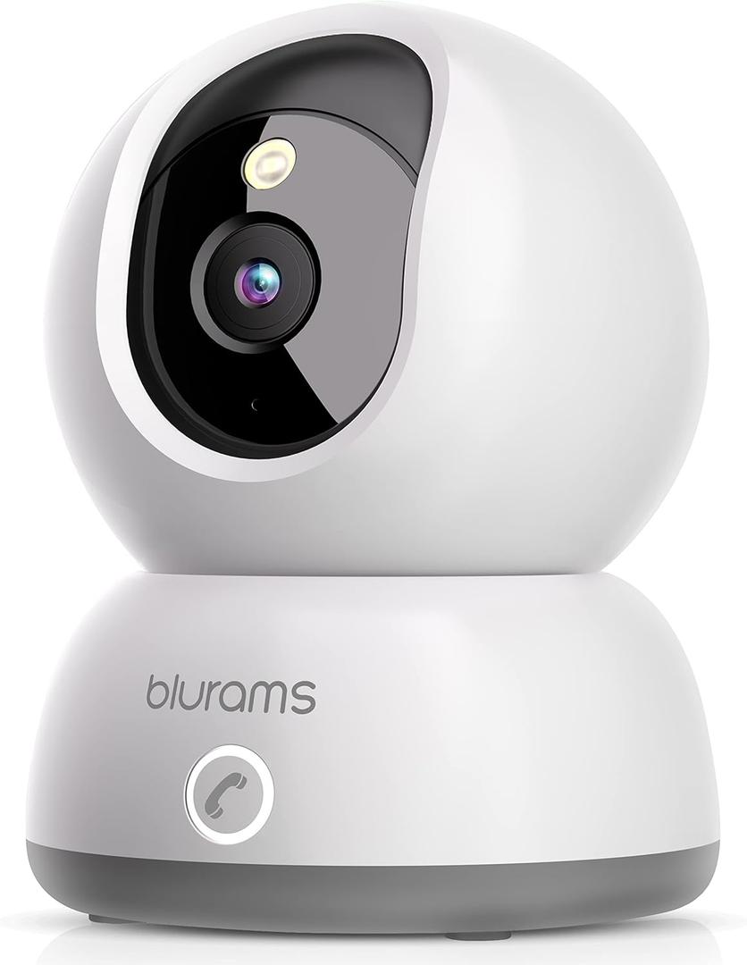 blurams Indoor Camera 2K, Cameras for Home Security with One-Touch Call, Pet Camera w/Color Night Vision, Motion Tracking, Cloud & SD Card Storage (2.4GHz Only)